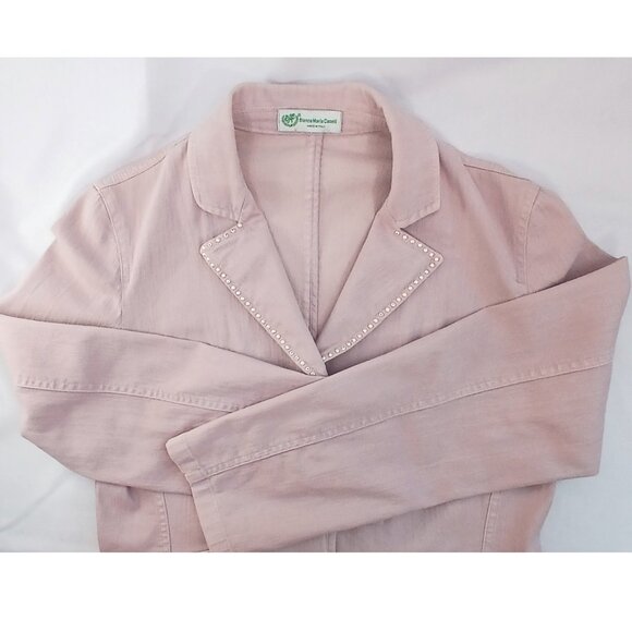 Bianca Maria Caselli Chic Light Pink Mauve Denim Blazer with Embellished Trim - Picture 5 of 10